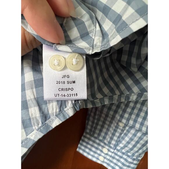NWT Untuckit Women's Gingham Plaid Button Crispo Shirt Long Sleeve Blue Size 14 - Picture 9 of 12